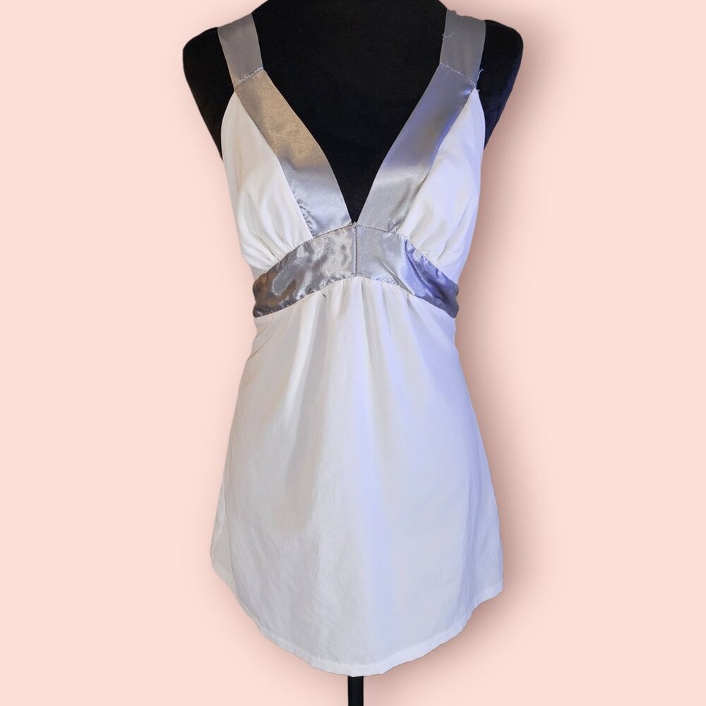 VTG Charlotte Russe angel core fairy white v neck babydoll top size M boho